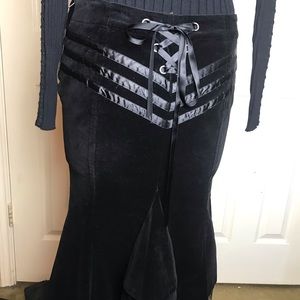 Black velvet with satin ribbon and ruffles